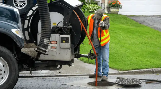 Technician using specialized drainage equipment for sewer line cleaning and foundation protection in Indianapolis, IN